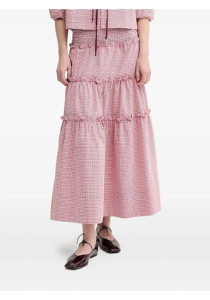 ALOHAS gingham ruffled midi skirt - Red