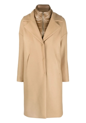 Herno padded-collar single-breasted coat - Neutrals