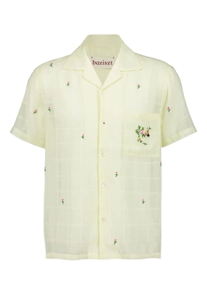 Baziszt embroidered flowers shirt - Yellow