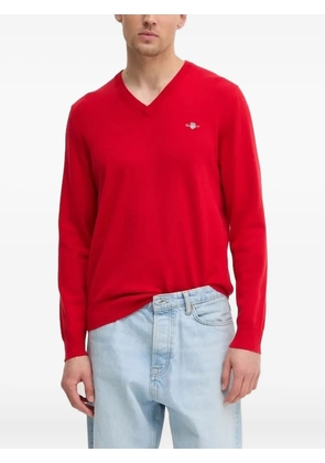 Gant V-neck logo-embroidered sweater