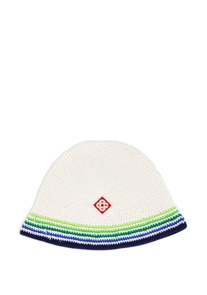 Casablanca stripe crochet beanie hat - White