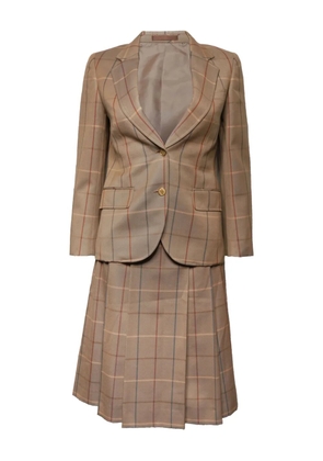 Burberry Pre-Owned 1970-1990 checked pleated skirt suit - Brown