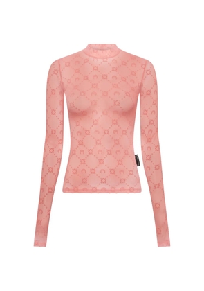 Marine Serre highneck long-sleeve top - Pink