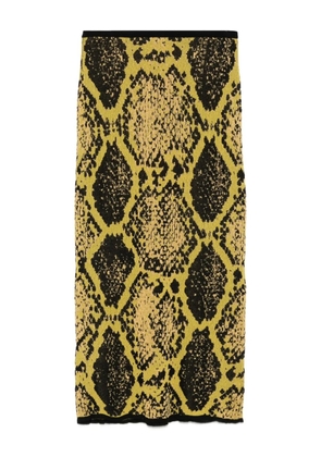 The Attico snakeskin-print midi skirt - Yellow