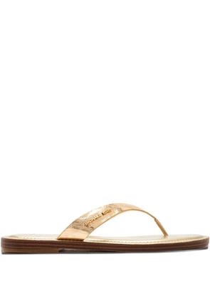 Michael Kors Koko metallic-leather thong flip flop - Brown