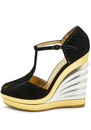 Saint Laurent Pre-Owned wedge T-bar pumps - Black