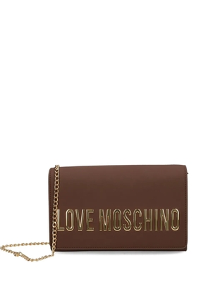 Love Moschino logo-plaque chain cross body bag - Brown