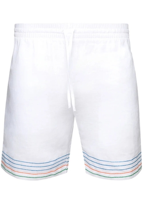 Casablanca stripe-embroidered linen shorts - White