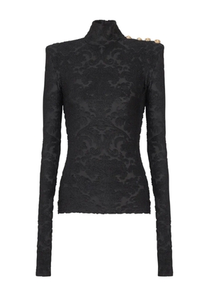 Balmain baroque-pattern long-sleeved top - Black