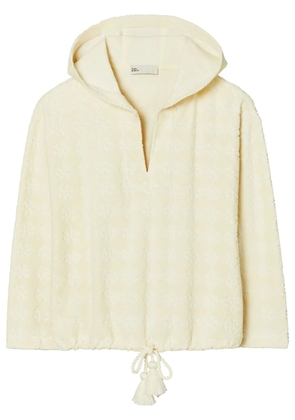 Tory Burch logo-jacquard terry hoodie - Neutrals