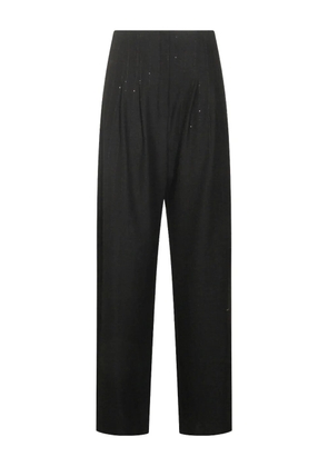 NISSA pleated sequin-detailed trousers - Black
