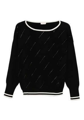 LIU JO stripe-embellished boat-neck sweater - Black