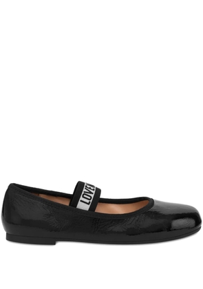 Love Moschino logo-jacquard ballerina shoes - Black