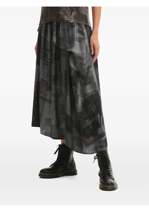 Y's newspaper-print skirt - Grey