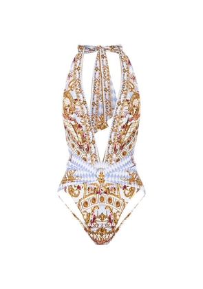 Camilla V-neck swimsuit - White