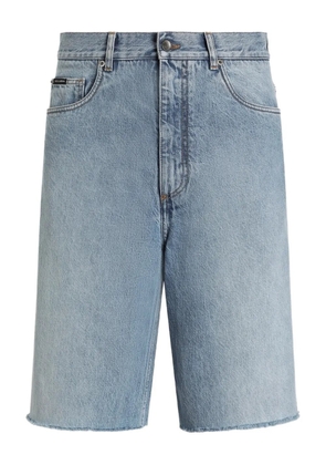 Dolce & Gabbana raw-cut logo denim shorts - Blue