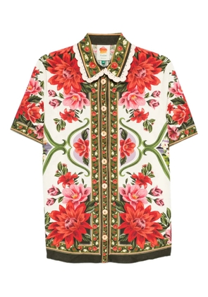 FARM Rio floral scallop-collar shirt - White