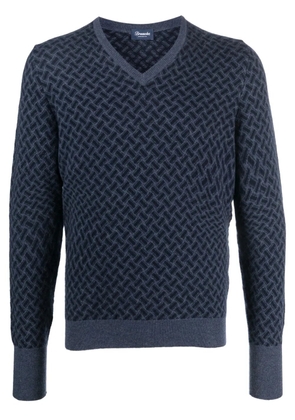 Drumohr Biscottino V-neck cashmere jumper - Blue