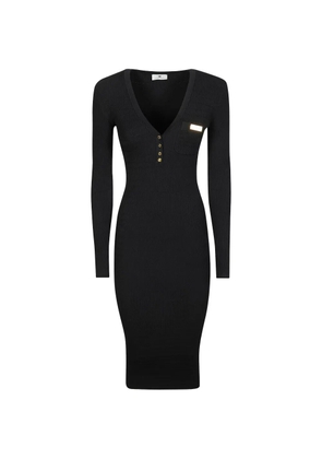 Elisabetta Franchi V-neck button midi dress - Black