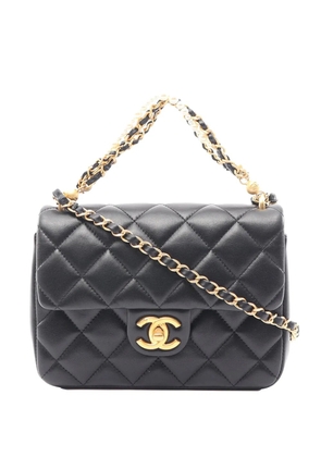 CHANEL Pre-Owned 2021-2026 Mini Quilted Lambskin Pearl Twist Chain Square Flap crossbody bag - Black