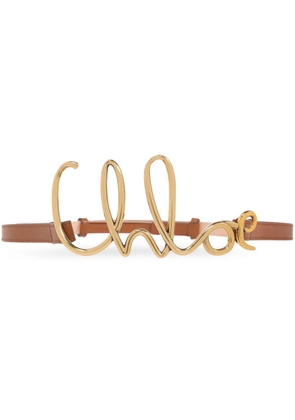 Chloé logo buckle leather belt - Brown