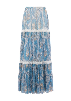 ETRO paisley lace maxi skirt - Blue