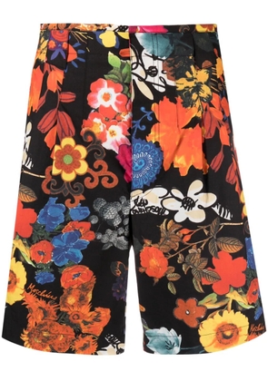 Moschino allover floral-print pleated shorts - Black