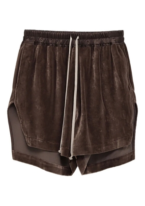 Rick Owens velvet side-split shorts - Brown