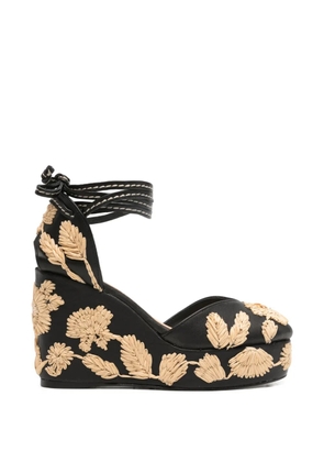 Castañer floral-embroidered wrap sandals - Black