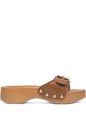 Scholl 54mm buckle-detail studded sandals - Brown