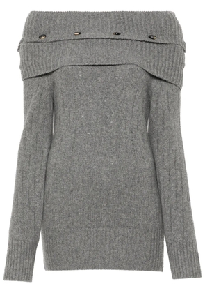 Rokh multi-button off-shoulder top - Grey