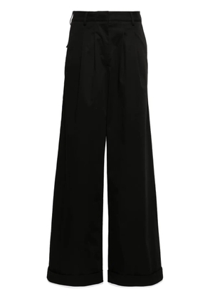 Palm Angels logo-tag pleated straight trousers - Black