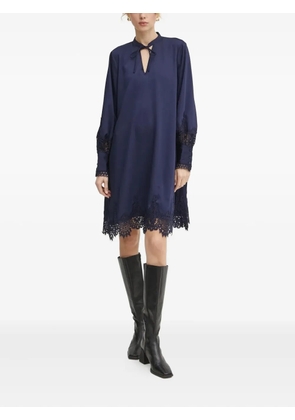 Bruuns Bazaar lace-trimmed button-cuff midi dress - Blue