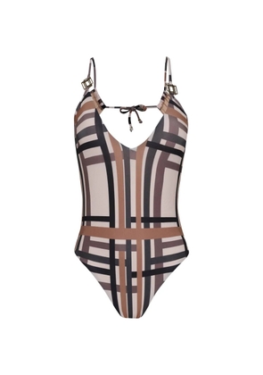 Amir Slama check-pattern swimsuit - Neutrals