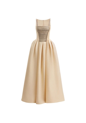 Gemy Maalouf squared-neck beaded jacquard dress - Neutrals