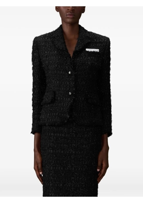 Thom Browne frayed ribbon tweed blazer - Black