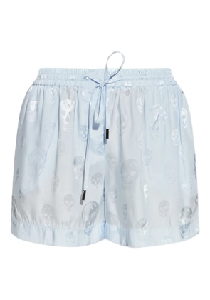 Alexander McQueen skull-print drawstring shorts - Blue