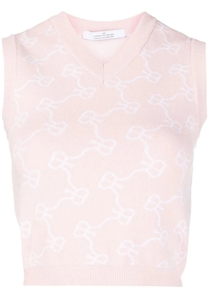 Rokh monogram-pattern cropped vest - Pink