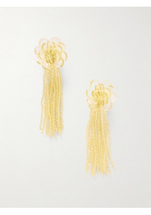 Oscar de la Renta - Flower Chandelier Gold-tone Earrings - Yellow - One size