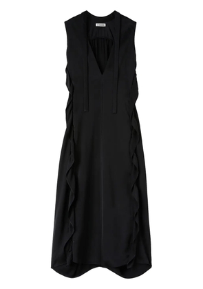 Jil Sander ruffle-trim satin maxi dress - Black
