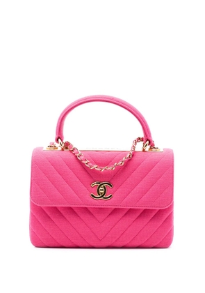 CHANEL Pre-Owned 2019 Small Chevron Jersey Trendy CC Top Handle Flap satchel - Pink