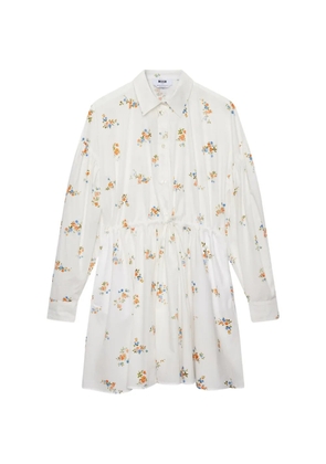 MSGM floral-print drawstring mini dress - White