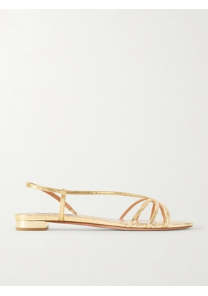 Aquazzura - Talk To Me Snake-effect Metallic Leather Slingback Sandals - Gold - IT35,IT36,IT36.5,IT37,IT37.5,IT38,IT38.5,IT39,IT39.5,IT40,IT40.5,IT41,IT41.5,IT42
