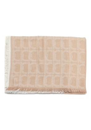 Ferragamo patterned fringed scarf - Brown