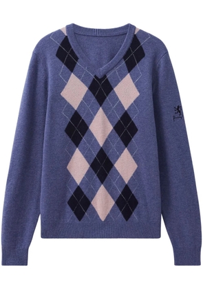 Pringle of Scotland argyle v-neck sweater - Blue