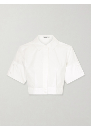 SIMKHAI - Sabrina Cropped Pleated Cotton-blend Poplin Shirt - White - x small,small,medium,large,x large