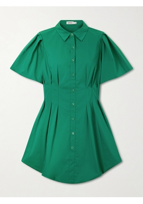 SIMKHAI - Cleo Pleated Cotton-blend Poplin Mini Dress - Green - US0,US2,US4,US6,US8