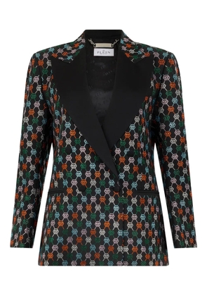 Philipp Plein monogram-strass single-breasted blazer - Black