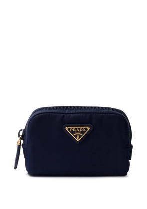 Prada metal logo zipped make bag - Blue