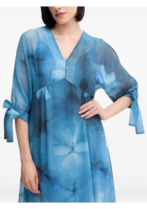 Sandro Ferrone floral-print tie-sleeve midi dress - Blue